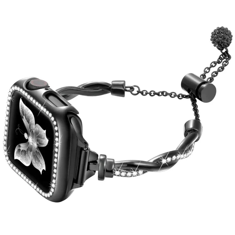 Twist Bracelet Diamond Metal Watch Band, For Apple Watch Series 4 44mm, For Apple Watch Series 4 40mm, For Apple Watch Series 3 38mm, For Apple Watch Series 3 42mm, For Apple Watch Series 2 42mm, For Apple Watch Series 2 38mm, For Apple Watch 42mm