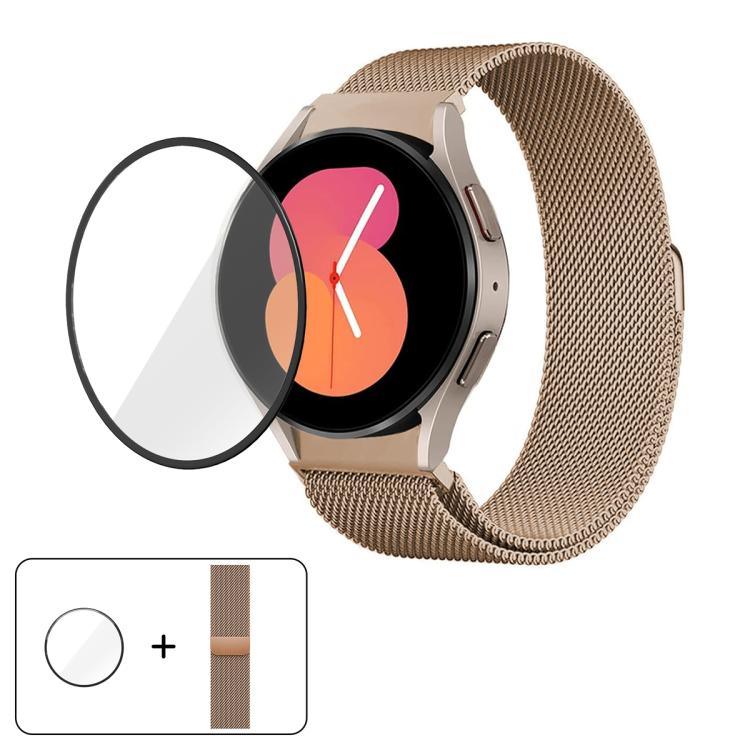Milanese Magnetic Stainless Steel Watch Band with 3D Curved Film, For Samsung Galaxy Watch4 Classic 46mm, For Samsung Galaxy Watch4 Classic 42mm, For Samsung Galaxy Watch5 Active 40mm, For Samsung Galaxy Watch5 Active 44mm