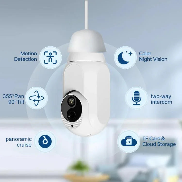1080P Bulb Type WiFi Surveillance Camera Support Night Vision & Two - way Intercom & Motion Detection - Trustpick
