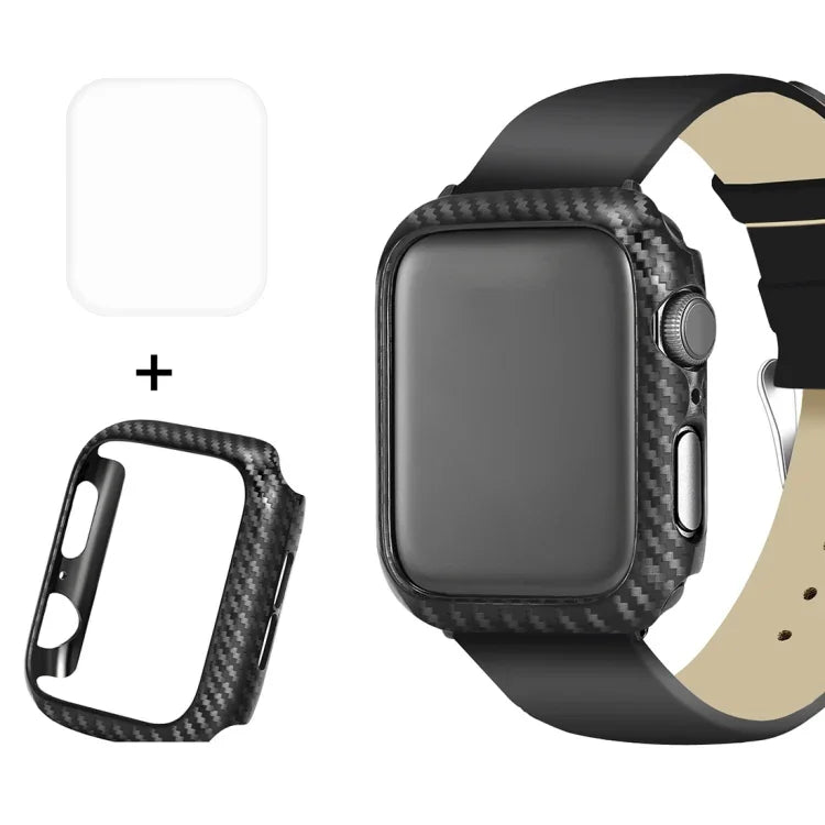 ENKAY Hat-Prince 2 in 1 Carbon Fiber Texture TPU Semi-clad Protective Shell + 3D Full Screen PET Curved Heat Bending HD Screen Protector For Apple Watch Series 6 / 5 / 4 / Watch SE 40mm, For Apple Watch Series 6 / 5 / 4 / Watch SE 40mm
