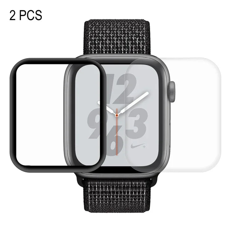 2 PCS ENKAY Hat-Prince 3D Full Screen PET + 3D Full Screen Electroplating PET Curved Heat Bending HD Screen Protector For Apple Watch Series 6 / 5 / 4 / Watch SE 44mm, For Apple Watch Series 6 / 5 / 4 / Watch SE 44mm