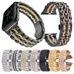 20mm Women Hidden Butterfly Buckle 7 Beads Stainless Steel Watch Band For Apple Watch 38mm(Silver Gold), 20mm Women