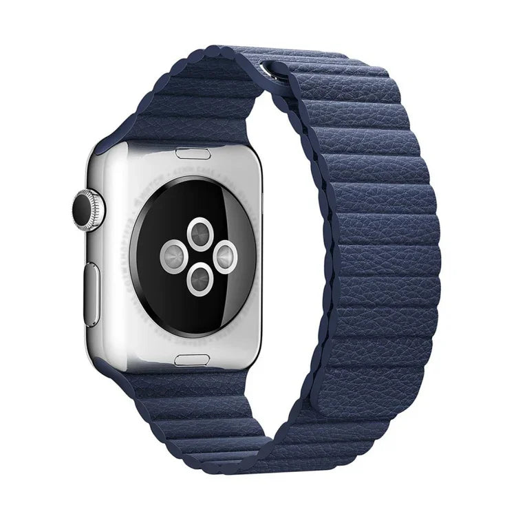 For Apple Watch 38mm Loop Magnetic Closure Clasp PU Leather Watch Band