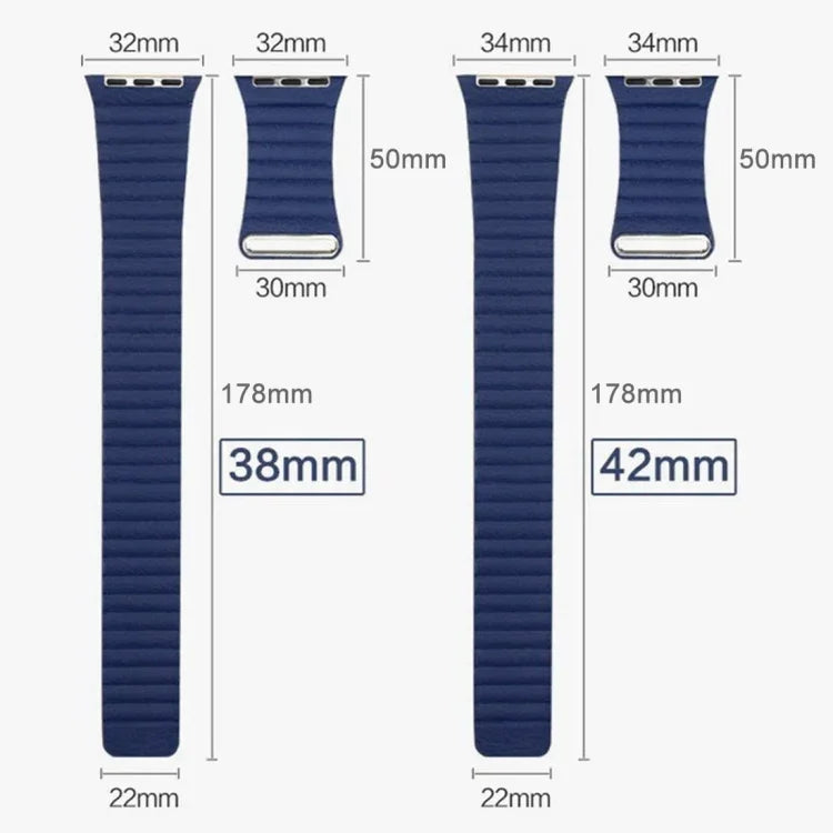 For Apple Watch 42mm Loop Magnetic Closure Clasp PU Leather Watch Band