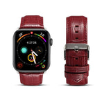 Denior Crocodile Grain Watch Cowhide Leather Watch Band for Apple Watch Series 10 42mm / 9&8&7 41mm / SE 3&SE 2&6&SE&5&4 40mm / 3&2&1 38mm