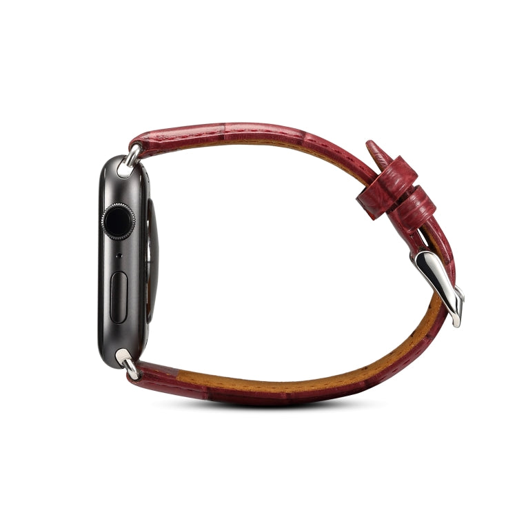 Denior Crocodile Grain Watch Cowhide Leather Watch Band for Apple Watch Series 10 42mm / 9&8&7 41mm / SE 3&SE 2&6&SE&5&4 40mm / 3&2&1 38mm