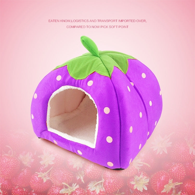 Strawberry Shaped Foldable Short Plush Pet House Nest, Size: L, Purple, Size L, Red, Size L, Pink, Size L