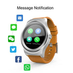 SMA-Round 1.28 inch Color Touch Screen Bluetooth Smart Watch, Waterproof, Support Voice Control / Heart Rate Monitor / Sleep Monitor / Bluetooth Camera, Compatible with Android and iOS System, SMA-Round/Orange Leather Strap, SMA-Round/Silver Leather St...