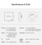 Sonoff T2 Touch 86mm Tempered Glass Panel Wall Switch Smart Home Light Touch Switch, Compatible with Alexa and Google Home, AC 100V-240V, EU Plug, 86mm/ 2 EU Plug