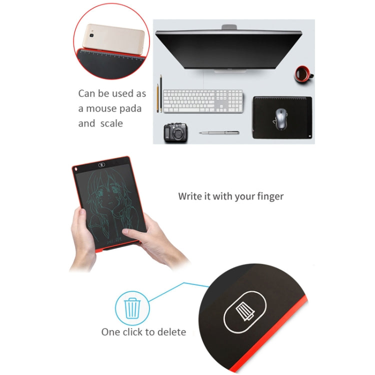 Portable 12 inch LCD Writing Tablet Drawing Graffiti Electronic Handwriting Pad Message Graphics Board Draft Paper with Writing Pen, 12 inch Black