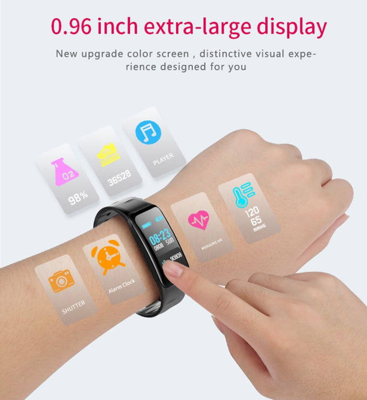 CHIGU C1Plus Fitness Tracker 0.96 inch IPS Screen Smartband Bracelet, IP67 Waterproof, Support Sports Mode / Blood Pressure / Sleep Monitor / Heart Rate Monitor / Fatigue Monitor / Sedentary Reminder, C1 Plus Red, C1 Plus Black, C1 Plus Blue           ...