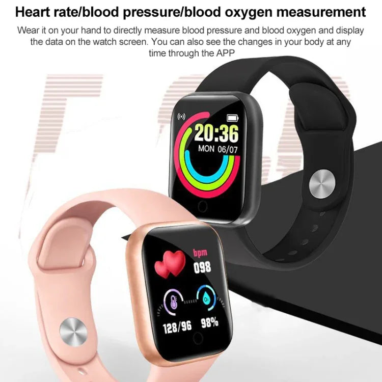Y68 1.44 inch Smart Watch, Support Heart Rate Blood Pressure Blood Oxygen Monitoring, Y68 Black, Y68 Pink, Y68 White