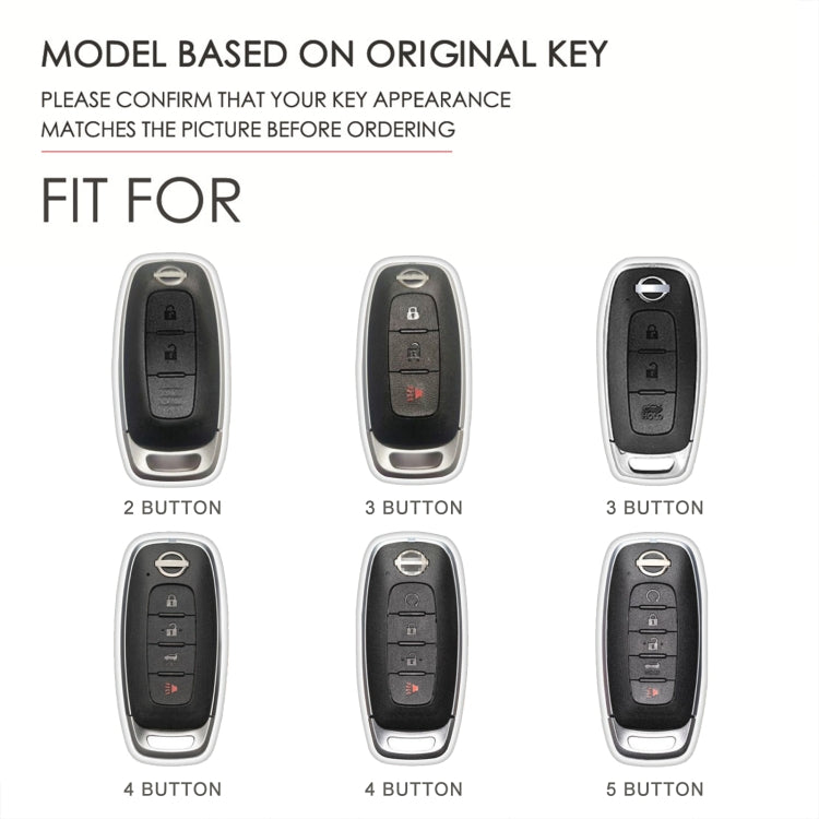 For Nissan Teana / Ariya 3-button Horn Hallmo Car Cowhide Leather Key Protective Cover Key Case, 3-button Horn
