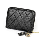 KB213 Diamond Texture Zipper Cowhide Leather Double Row Organ Shape Multiple Card Slots Anti-magnetic RFID Wallet Clutch Bag for Ladies, KB213 Black, KB213 Pink, KB213 Blue, KB213 Light Pink, KB213 Rose Red