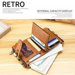 LT3539 Cowhide Leather Zipper Buckle Anti-magnetic RFID Wallet Clutch Bag for Men, with Card Slots & Shoulder Strap, LT3539 Shoulder Strap Blue, LT3539 Strap Red, LT3539 Yellowish-brown