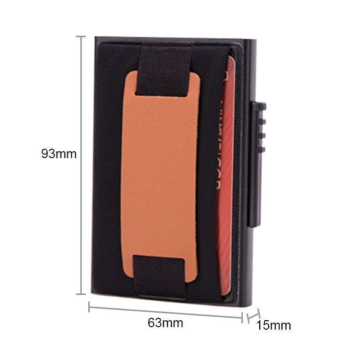 X-32C Automatically Pop-up Card Type Anti-magnetic RFID Anti-theft Men Aluminum Alloy A Dial Button Elastic Bag Wallet with PU Leather Strap, X-32C A Dial Button Black, X-32C A Dial Button  Silver