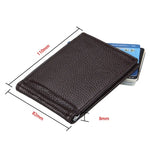 Cowhide Leather Litchi Texture Card Holder Wallet RFID Blocking Coin Purse Card Bag Protect Case with 6 Card Slots, Size: 110*82*8mm
