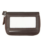 Genuine Cowhide Leather Dual Layer Solid Color Zipper Card Holder Wallet RFID Blocking Coin Purse Card Bag Protective Case with 11 Card Slots & Coin Position, Size: 11*7.5*4.5cm