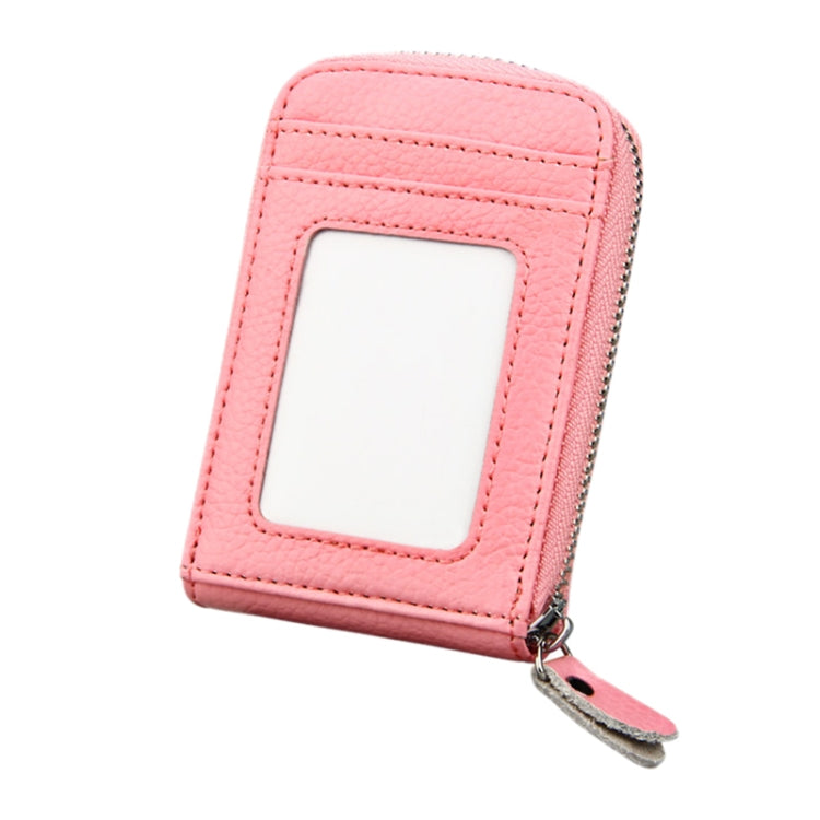 Genuine Cowhide Leather Solid Color Zipper Vertical Card Holder Wallet RFID Blocking Card Bag Protect Case with 12 Card Slots, Size: 11.5*7.5cm