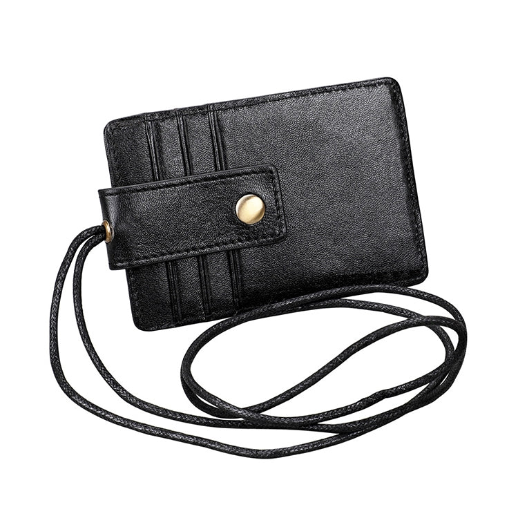 KB153 Antimagnetic RFID Leather Card Holder ID Card Badge with Lanyard