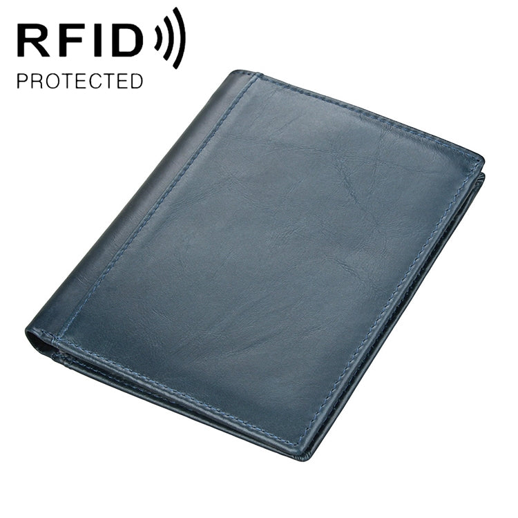 8235 Antimagnetic RFID Multi-function Crazy Horse Texture Leather Wallet Passport Bag