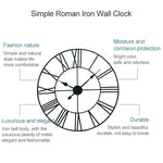 45cm Retro Living Room Iron Round Roman Numeral Mute Decorative Wall Clock, 45cm