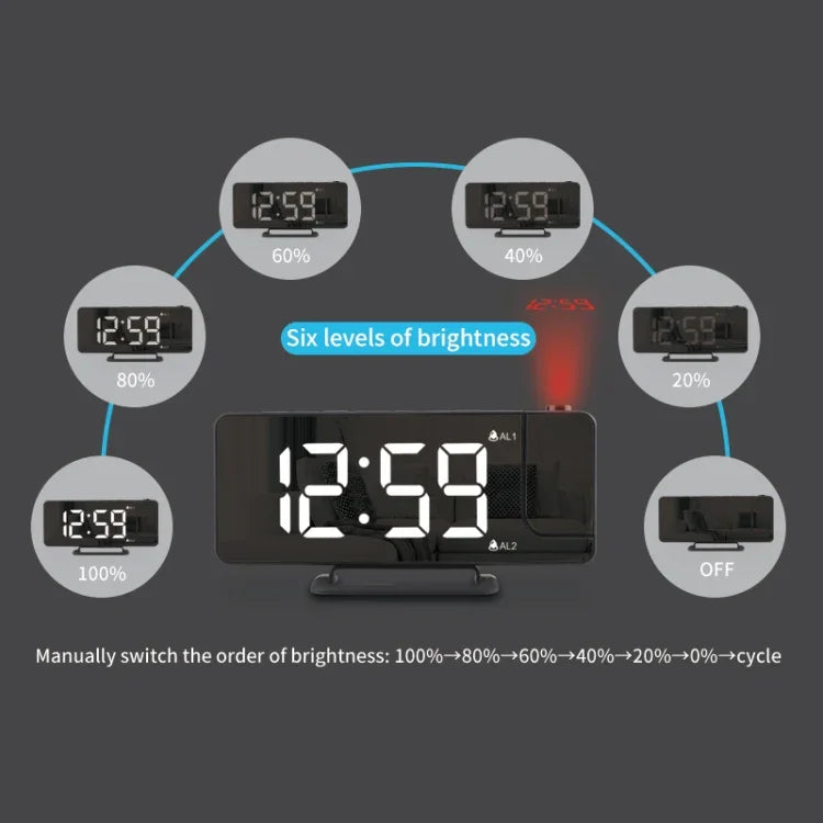 TS-9210 Digital Mirror Projection Alarm Clock With Time Display and Projection, TS-9210