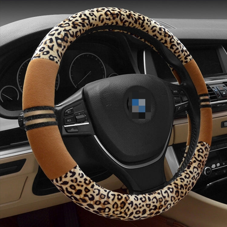 Leopard Grain Steering Wheel Cover, Adaptation Steering Wheel Diameter: 37-38 cm, 37-38cm Beige, 37-38cm Coffee, 37-38cm Magenta, 37-38cm Black