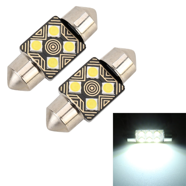 2 PCS 31mm DC12V / 1.5W / 6000K / 110LM 4LEDs SMD-3030 Car Reading Lamp Dome Light, with Decoder, 31mm