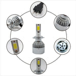 2pcs H7 18W 1800LM 6000K Waterproof IP68 Car Auto LED Headlight with 2 COB LED Lamps, DC 9-36V, H7