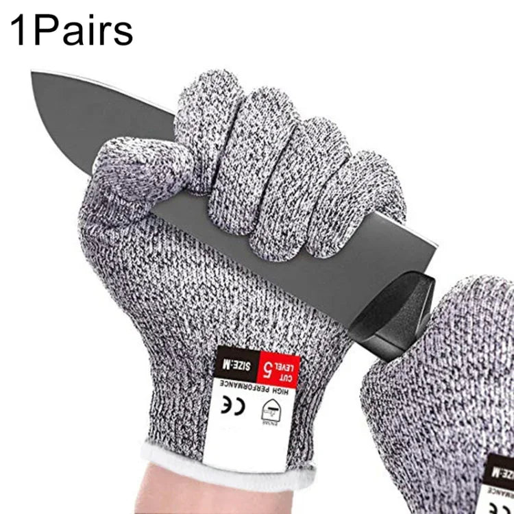 A Pair Cut-resistant Gardening Gloves HPPE Food-grade 5-Level Anti-cutting Anti-wear Safety Working Gloves, Size: S, Length: 20cm, Size: S/Black, Size: S/White