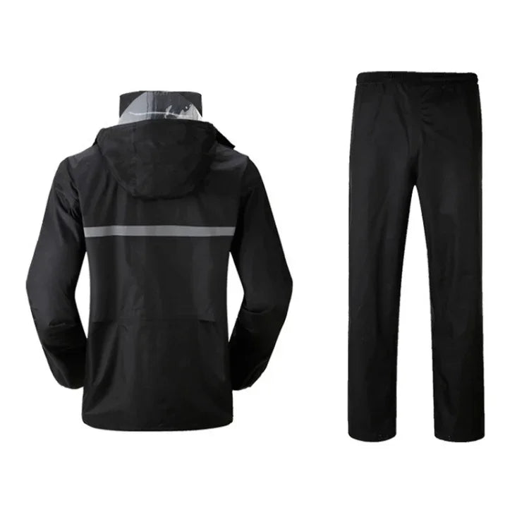 Durable Reflective Motorcycle Split Raincoat Pants Riding Bicycle Electric Bike Windproof Waterproof Rain Wear for Adult, Size: M(Black), Size: M