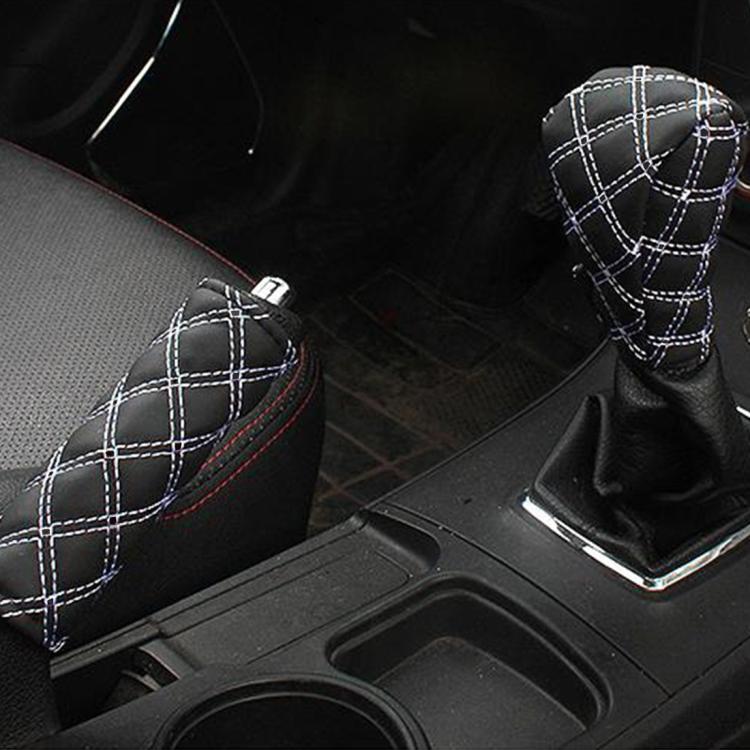 2 PCS Car Hand Brake Cover Shift Knob Gear Stick Cushion Sets Cover Car Accessory Interior Decoration Pad, 2 PCS  Red, 2 PCS Red  White