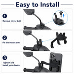 Motorcycle Rear View Mirror Aluminum Alloy Phone Bracket, Suitable for 60-100mm Device, Rear View Mirror for 60-100mm