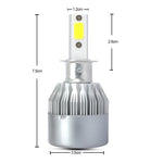 2 PCS  H3 18W 1800 LM 6000K IP68 Canbus Constant Current Car LED Headlight with 2 COB Lamps, DC 9-36V, H3