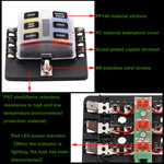 1 in 6 Out Fuse Box PC Terminal Block Fuse Holder Kits with LED Warning Indicator for Auto Car Truck Boat, 1 in 6 Out (PC Terminal Block)