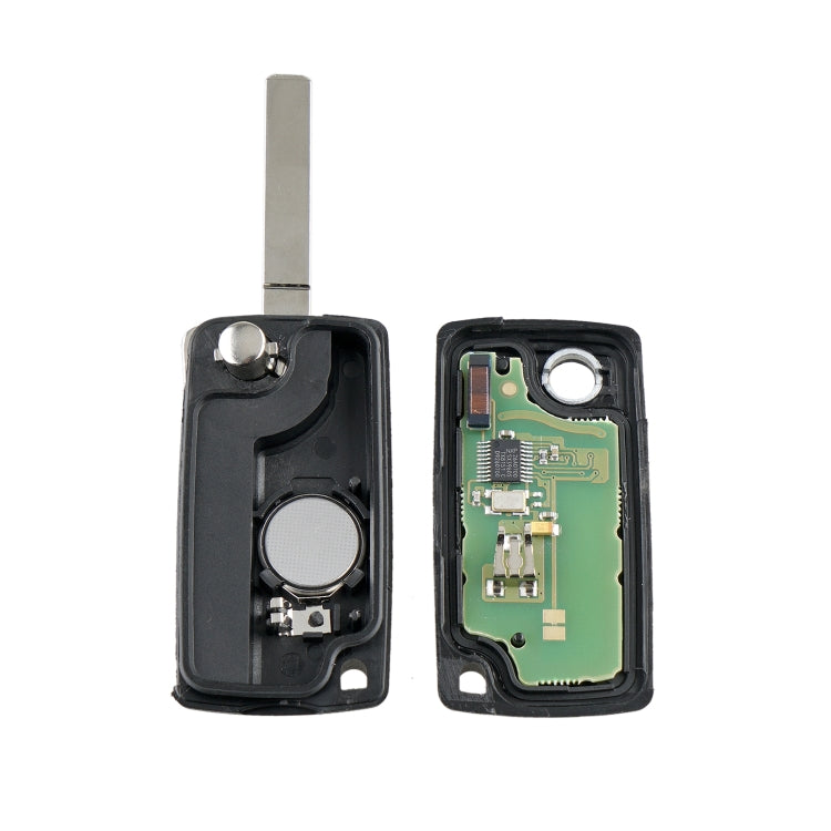 For PEUGEOT 2 Buttons ASK Signal Intelligent Remote Control Car Key with Integrated Chip & Battery & Holder, without Grooved, Frequency: 433MHz, 2 Buttons without Grooved