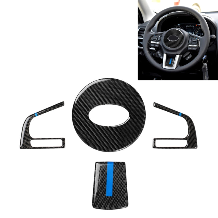 4 in 1 Car Carbon Fiber Blue Steering Wheel Button Decorative Sticker for Subaru Forester 2016-2018, Left and Right Drive Universal, For Subaru Forester 2016-2018(Blue)