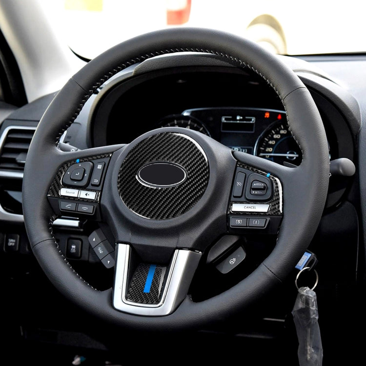 4 in 1 Car Carbon Fiber Blue Steering Wheel Button Decorative Sticker for Subaru Forester 2016-2018, Left and Right Drive Universal, For Subaru Forester 2016-2018(Blue)