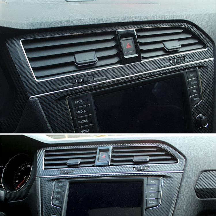 Car Carbon Fiber Central Control Air Outlet Frame Decorative Sticker for Volkswagen Tiguan L 2019-2021, Central Control Air Outlet