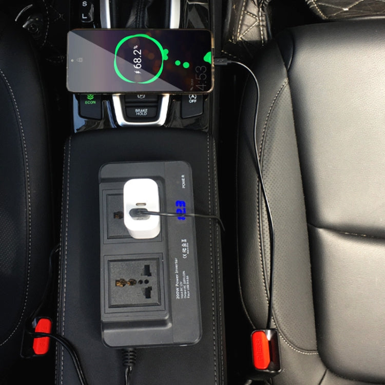 DC12V 200W AC110V Car Smart Multi-functional Digital Display Inverter, US Plug, US Plug
