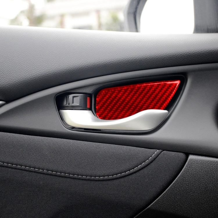 Car Carbon Fiber Inside Door Wrist Decorative Sticker for Honda Tenth Generation Civic 2016-2019, Left and Right Drive Universal, Inside Door Wrist