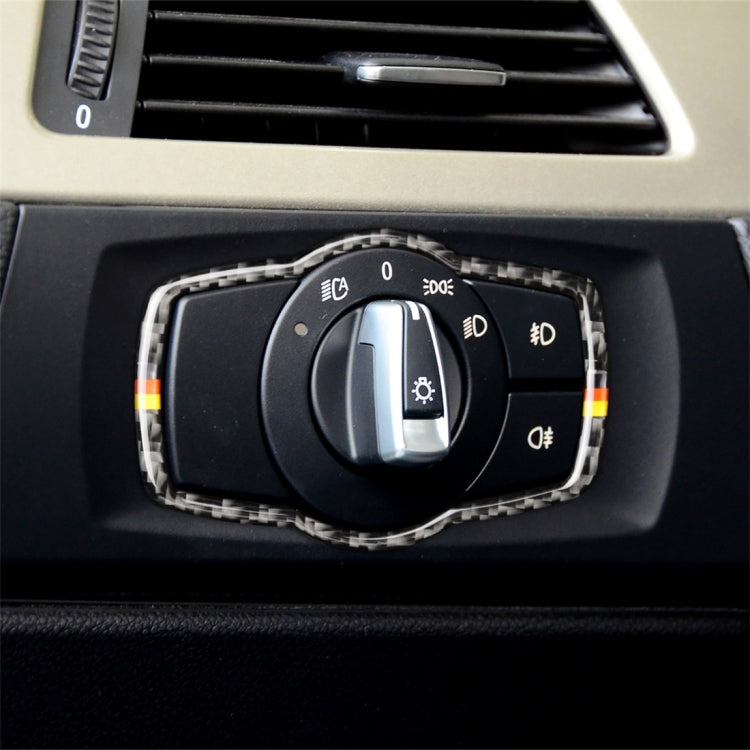 Yellow Red Color Carbon Fiber Car Headlight Switch Decorative Sticker for BMW E90 / E92 / E93 2005-2012 / 320i / 325i, Thin Version, Headlight Switch (Yellow Red Color)