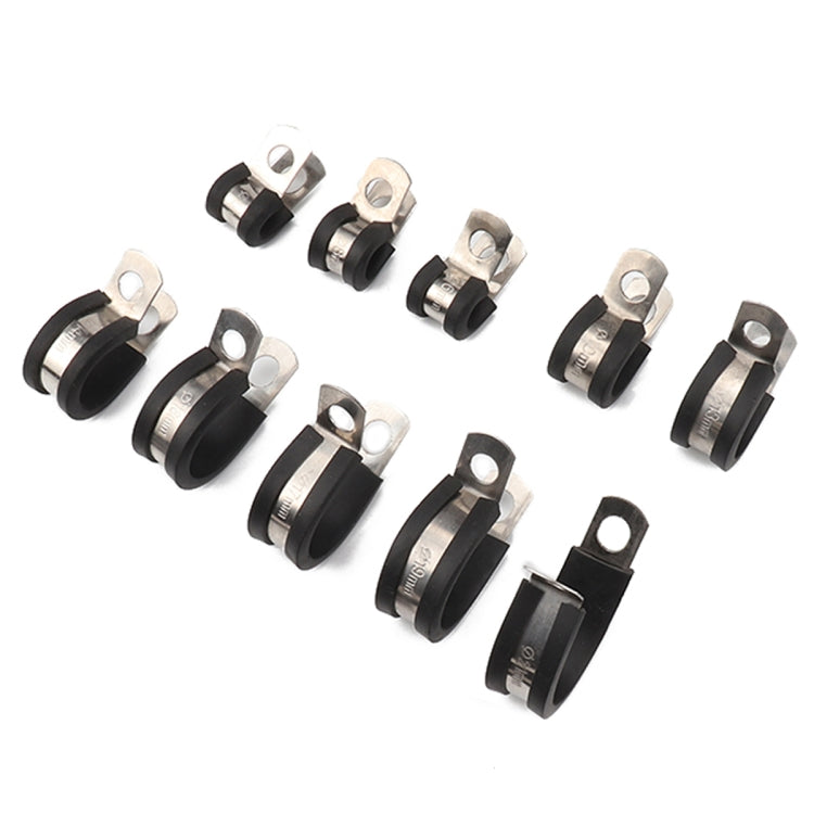 10 PCS Car Rubber Cushion Pipe Clamps Stainless Steel Clamps, Size: 7/4 inch (44mm), Size: 7/4 inch (44mm)