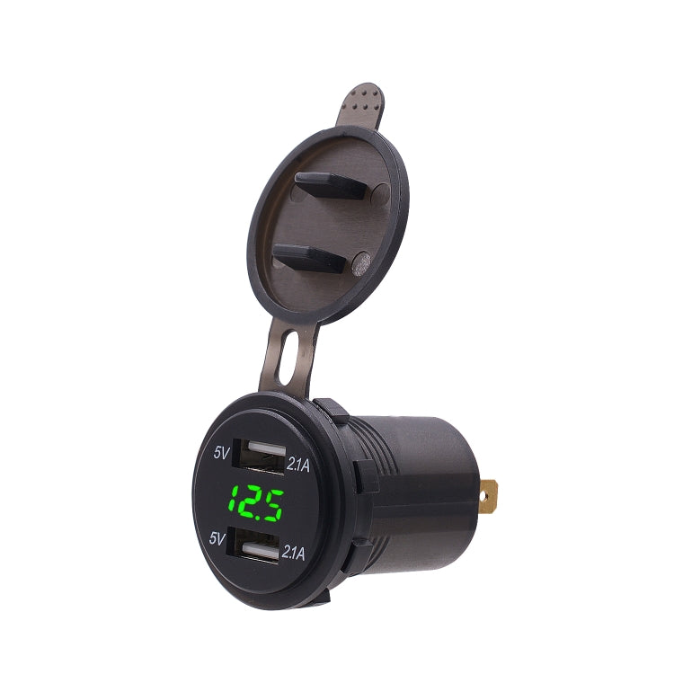 Universal Car Dual Port USB Charger Power Outlet Adapter 4.2A 5V IP66 with LED Digital Voltmeter + 60cm Cable, 4.2A Voltmeter + 60cm Cable(Green Light), 4.2A Voltmeter + 60cm Cable(Red Light)