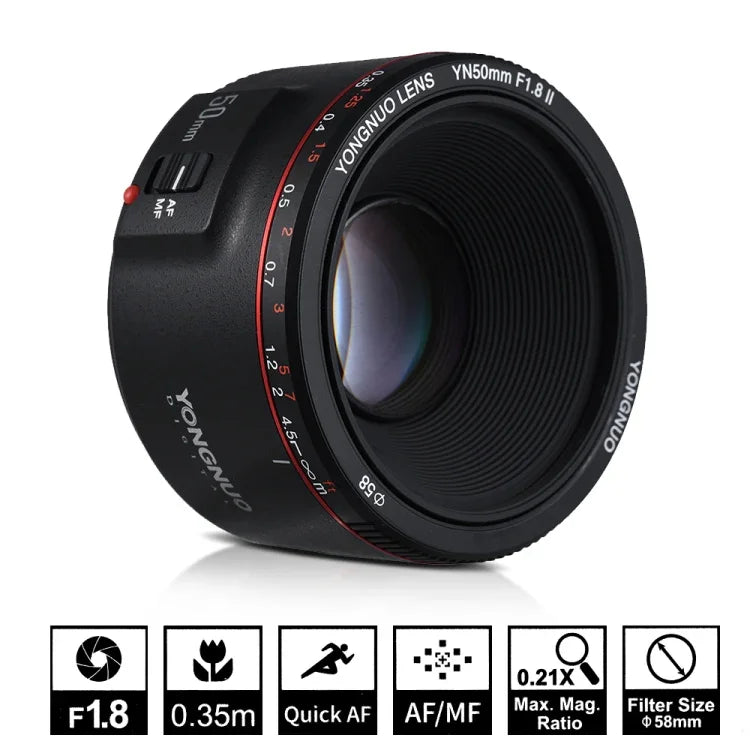 YONGNUO YN50MM F1.8C II F1.8 Auto Focus Lens for Canon EF Mount New Lens, YN50mm F1.8C II