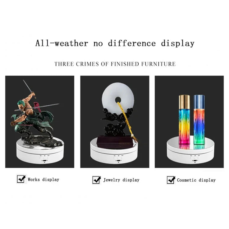 13.8cm Mirror Style USB Charging Smart 360 Degree Rotating Turntable Display Stand Video Shooting Props Turntable for Photography, Load 3kg, 13.8cm Mirror/Powered by USB(W)