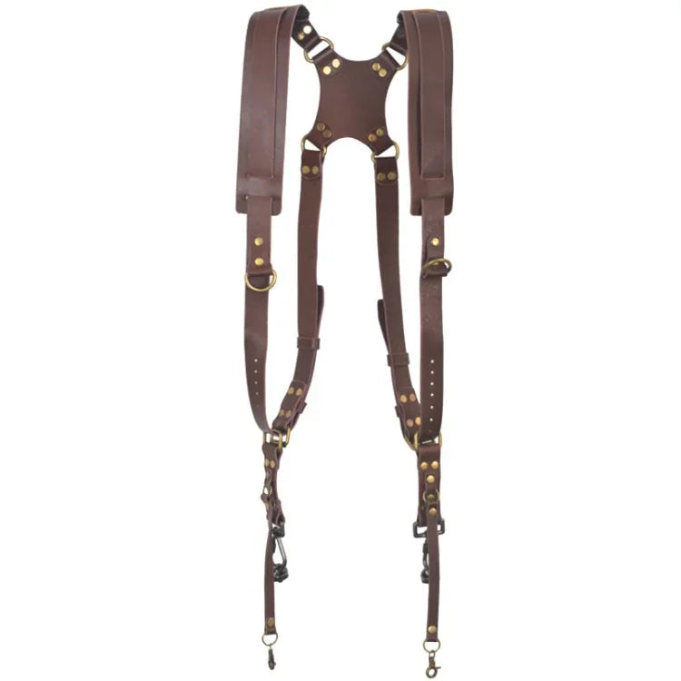Quick Release Anti-Slip Dual Shoulder Leather Harness Camera Strap with Metal Hook for SLR / DSLR Cameras, Dual Shoulder(Brown), Dual Shoulder(Black)