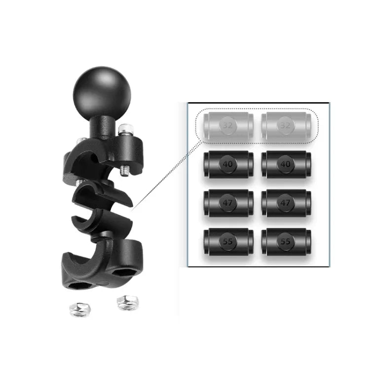 25mm Ball Head Motorcycle Rearview Mirror Fixed Mount Holder with 4 Styles Gaskets for GoPro, Insta360, DJI and Other Action Cameras, 25mm Ball Head with 4 Styles Gaskets