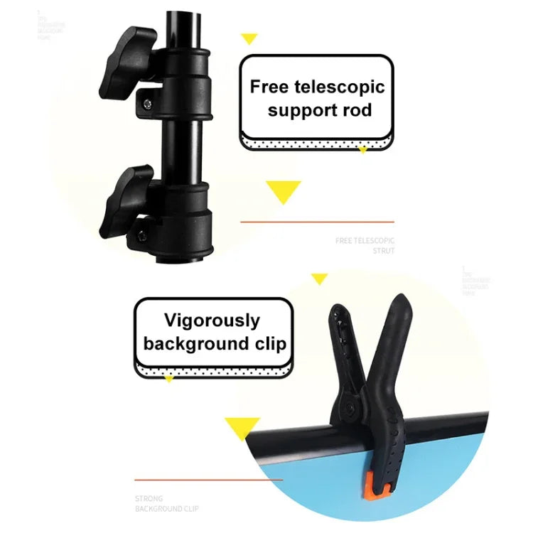 70x200cm T-Shape Photo Studio Background Support Stand Backdrop Crossbar Bracket Kit with 70x140cm Black / White PVC Backdrops, 70x200cm with Backdrops